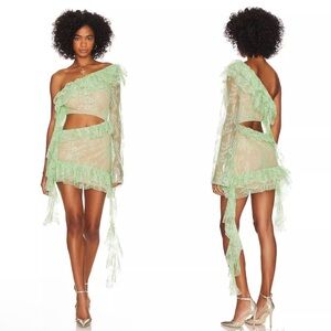 Revolve Loba Ramona Green Lace Mini Dress NEW
